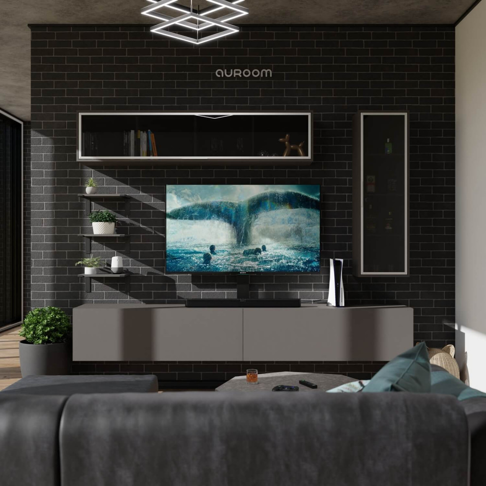 Стенка под телевизор Auroom S-50 EGGER - Черный Графит / Тонированное стекло