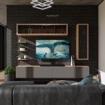 Стенка под телевизор Auroom S-50 EGGER - Пихта Брамберг / Черный Графит / Тонированное стекло
