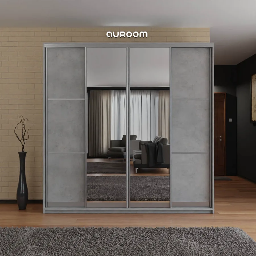 Четырехдверный корпусный шкаф-купе Auroom A-11 - EGGER Бетон Чикаго Светлый